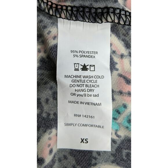 LuLaRoe Azure Printed Skirt Aqua Blue Pink Floral Vine A-line XS - Picture 7 of 8